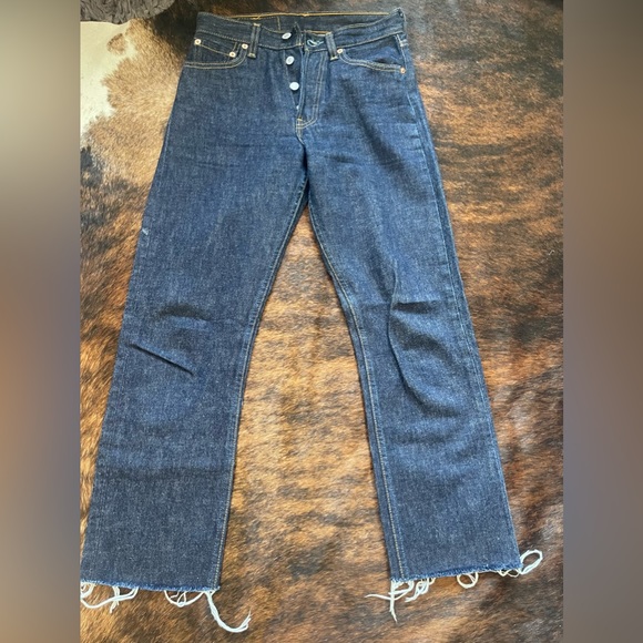 Levi's Denim - Levi’s 501 Cut Bottom Dark Wash Denim Jeans Boyfriend Style Buttons
